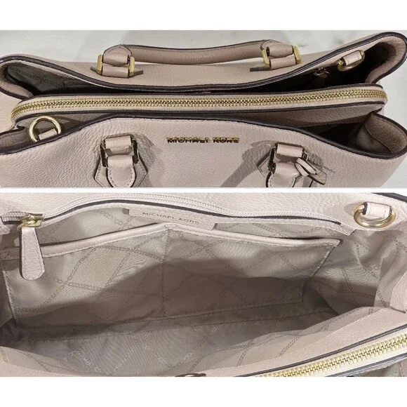 Michael Kors Camille Leather Satchel Crossbody Soft Pink Large Classic Purse - Picture 10 of 16